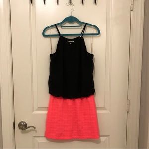 Chiffon top, hot pink pencil skirt dress